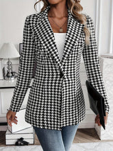 Load image into Gallery viewer, Chic Houndstooth Blazer for Women - Fashionable Button Front, Stylish Lapel Collar, Versatile Long Sleeves - Perfect Casual Everyday Wear with Premium Quality Print Design - Shop &amp; Buy
