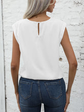 Load image into Gallery viewer, Chic Keyhole Back Tie Front Blouse - Effortless Casual Style with Classic Crew Neck Design - Perfect for Womens - Shop &amp; Buy
