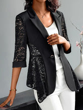 Load image into Gallery viewer, Chic Lace Blazer with Notched Collar - Stylish Button Front &amp; Long Sleeves - Perfect for Spring &amp; Fall - Womens Fashion Essential - Shop &amp; Buy
