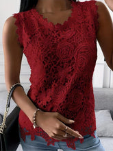 Load image into Gallery viewer, Chic Lace Contrast Tank Top - Flattering Sleeveless &amp; Crew Neck - Versatile Casual Wear for Womens Everyday Style - Shop &amp; Buy
