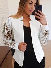 Load image into Gallery viewer, Chic Lace Detail Blazer for Women - Open Front Long Sleeve Design, Versatile Elegant Outerwear for All Occasions - Shop &amp; Buy
