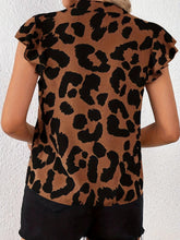 Load image into Gallery viewer, Chic Leopard Print Blouse with Flirty Flutter Sleeves - Fashionable V Neck for Spring &amp; Summer - Womens Casual Wardrobe Essential - Shop &amp; Buy
