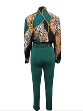 Load image into Gallery viewer, Chic Leopard Print Women&#39;s Set: Durable Non-Elastic Woven Casual Top &amp; High-Waist Pants for All Seasons - Shop &amp; Buy
