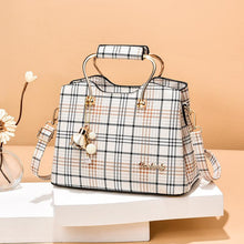 Load image into Gallery viewer, Chic Lightweight Plaid Shoulder Bag with Lace Detail, Secure Zip &amp; Adjustable Strap - Wristlet Included - Shop &amp; Buy
