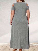 Load image into Gallery viewer, Chic Loose Maxi Dress with Hollow Out Design - Pockets, Crew Neck, Short Sleeves - Perfect for Spring &amp; Summer - Shop &amp; Buy
