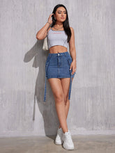 Load image into Gallery viewer, Chic Low-rise Flap Pocket Denim Cargo Skirt - Trendy Streetwear Style with Accent Zippers and Refined Buttons - Shop &amp; Buy
