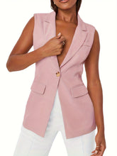 Load image into Gallery viewer, Chic One-Button Lapel Vest Blazer - Timeless Solid Color, Elegant Office Wear for Women - Premium Quality, Versatile Closet Staple - Shop &amp; Buy
