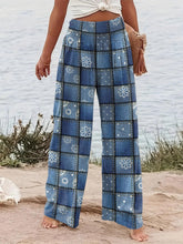 Load image into Gallery viewer, Chic Patchwork Print Wide Leg Pants - Comfortable Shirred Waist - Flowy Vacation Style - Shop &amp; Buy
