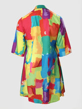 Load image into Gallery viewer, Chic Plus Size Midi Dress with Vibrant Artistic Print – Flattering V-Neck Design - Shop &amp; Buy
