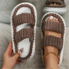 Load image into Gallery viewer, Chic Plush Double-Strap Slippers - Comfy Non-Slip Sole, Open-Toe Design - Stylish Indoor Footwear - Shop &amp; Buy
