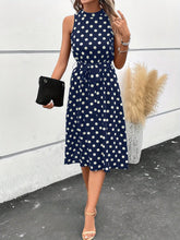 Load image into Gallery viewer, Chic Polka Dot Belted Dress - Sleeveless &amp; Elegant for Spring/Summer - Fashionable Womens Wardrobe Staple - Shop &amp; Buy

