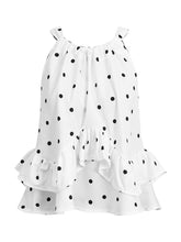 Load image into Gallery viewer, Chic Polka Dot Bow Tie Ruffle Top - Fashionable &amp; Comfortable Sleeveless Design - Shop &amp; Buy
