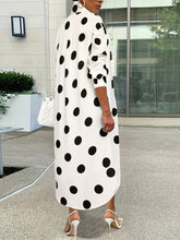 Load image into Gallery viewer, Chic Polka Dot Maxi Shirtdress - Easy-Button, Long-Sleeve Design - Shop &amp; Buy
