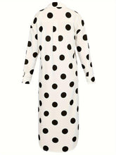 Load image into Gallery viewer, Chic Polka Dot Maxi Shirtdress - Easy-Button, Long-Sleeve Design - Shop &amp; Buy
