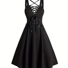 Load image into Gallery viewer, Chic Punk-Style Corset Dress - Flared Skirt with Crisscross Straps, Sleeveless - Ideal for Spring &amp; Summer Wardrobe - Shop &amp; Buy

