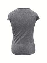 Load image into Gallery viewer, Chic Ruched Button Detail Crew Neck T-Shirt - Lightweight &amp; Breathable Short Sleeve Top for Stylish Spring &amp; Summer Days - Shop &amp; Buy
