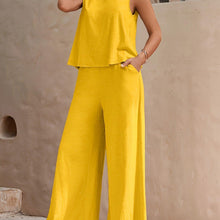 Load image into Gallery viewer, Chic Sleeveless Tank &amp; Wide Leg Pants Outfit Set - Loose Fit, Elegant Two-Piece Ensemble for Women - Shop &amp; Buy

