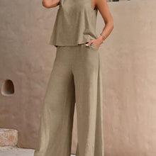 Load image into Gallery viewer, Chic Sleeveless Tank &amp; Wide Leg Pants Outfit Set - Loose Fit, Elegant Two-Piece Ensemble for Women - Shop &amp; Buy
