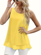 Load image into Gallery viewer, Chic Sleeveless Tank Top - Layered Hem, Crew Neck, Perfect for Summer Casual Wear, Women Apparel - Shop &amp; Buy
