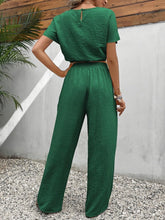 Load image into Gallery viewer, Chic Solid Color Batwing Sleeve Crop Top &amp; Tie Front Pants Outfit Set - Lightweight Spring &amp; Summer - Shop &amp; Buy
