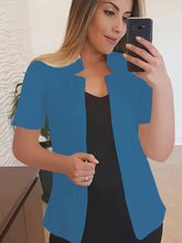 Load image into Gallery viewer, Chic Solid Color Open Front Blazer - Effortless Style for All Seasons - Notched Neck, Short Sleeve - Ideal Womens Wardrobe Staple - Shop &amp; Buy

