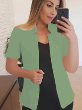Load image into Gallery viewer, Chic Solid Color Open Front Blazer - Effortless Style for All Seasons - Notched Neck, Short Sleeve - Ideal Womens Wardrobe Staple - Shop &amp; Buy
