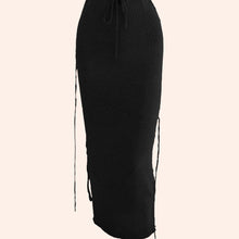 Load image into Gallery viewer, Chic Solid Knitted Skirt with Elastic Drawstring Waist - Flattering Side Shirring &amp; Asymmetrical Hem - Shop &amp; Buy

