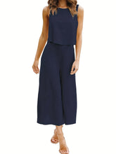 Load image into Gallery viewer, Chic Solid Two-Piece Outfit Set - Soft Breathable Tank Top &amp; Wide Leg Pants - Shop &amp; Buy
