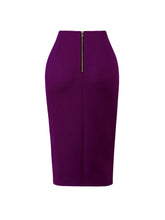 Load image into Gallery viewer, Chic Solid Zippered Bodycon Skirt with Daring Split - Figure-Sculpting for Office &amp; Work - Shop &amp; Buy
