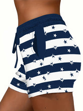 Load image into Gallery viewer, Chic Star &amp; Stripe Print Drawstring Shorts - Casual Elastic Waist for a Flattering Fit - Shop &amp; Buy
