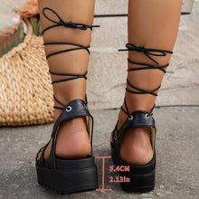 Load image into Gallery viewer, Chic Strappy Platform Sandals - Durable Lace-Up Design, Solid Color Trendsetter, Comfortable for Summer - Shop &amp; Buy
