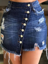 Load image into Gallery viewer, Chic Street-Style Denim Skirt: Distressed, Mid Waist, Bodycon Fit, Perfect for Spring to Fall - Shop &amp; Buy

