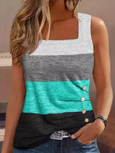 Load image into Gallery viewer, Chic Striped Print Tank Top - Fashionable Square Neck, Sleeveless Style - Shop &amp; Buy
