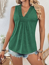 Load image into Gallery viewer, Chic Summer V-Neck Tank Top - Elegant Contrast Lace, Breathable Sleeveless Design - Shop &amp; Buy
