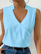 Load image into Gallery viewer, Chic Surplice Neckline Sleeveless Blouse - Breezy, Versatile Top for Spring &amp; Summer Wardrobe - Shop &amp; Buy
