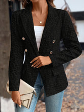 Load image into Gallery viewer, Chic Textured Blazer for Women - Luxurious Double Breasted Design with Elegant Lapel Collar - Full-Length Sleeve Office Outerwear - Shop &amp; Buy
