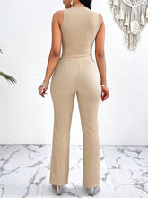 Load image into Gallery viewer, Chic Textured Pantsuit Ensemble - Tassel-Trimmed Asymmetrical Tank Top &amp; Straight Leg Pants - Shop &amp; Buy
