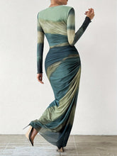 Load image into Gallery viewer, Chic Tie Dye Maxi Dress - Fashionable Crew Neck, Long Sleeve, Ruched Bodycon - Shop &amp; Buy
