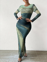 Load image into Gallery viewer, Chic Tie Dye Maxi Dress - Fashionable Crew Neck, Long Sleeve, Ruched Bodycon - Shop &amp; Buy
