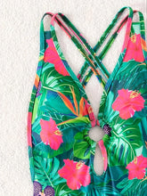 Load image into Gallery viewer, Chic Tropical One-Piece Swimsuit with Enticing Ring-Linked Backless Design - Shop &amp; Buy
