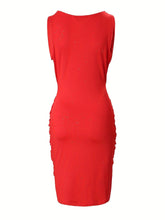 Load image into Gallery viewer, Chic Twist Front Ruched Bodycon Dress - Alluring Sleeveless V-Neckline, Figure-Enhancing Fit for Stylish Women - Shop &amp; Buy
