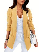 Load image into Gallery viewer, Chic V-neck Blazer with Pockets - Women Essential Long Sleeve, Fashionable Loose Fit Outerwear, Versatile for Casual &amp; Office Wear - Shop &amp; Buy
