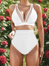 Load image into Gallery viewer, Chic V-Neck One-Piece Swimsuit - Sleek Mesh Design with Figure-Flattering Ruching - Shop &amp; Buy
