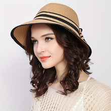 Load image into Gallery viewer, Chic Wide Brim Straw Sun Hat for Women | Elegant UV Protection, Foldable and Travel-Friendly - Shop &amp; Buy
