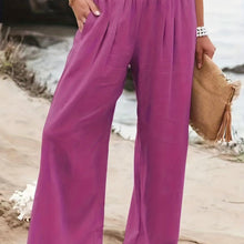 Load image into Gallery viewer, Chic Wide-Leg Pants with Smocked Waist - Comfortable Slant Pockets for Womens Everyday Wear - Shop &amp; Buy
