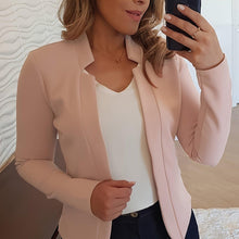 Load image into Gallery viewer, Chic Womens Fitted Blazer - Versatile Open Front Design - Tailored for Office Elegance - Long Sleeve Comfort - Shop &amp; Buy
