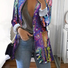 Load image into Gallery viewer, Chic Womens Letter Print Blazer - Versatile Lapel Collar, One-Button Closure, Flowy Long Sleeves - Fashion-Forward Casual Outerwear - Shop &amp; Buy
