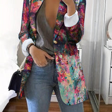 Load image into Gallery viewer, Chic Womens Letter Print Blazer - Versatile Lapel Collar, One-Button Closure, Flowy Long Sleeves - Fashion-Forward Casual Outerwear - Shop &amp; Buy
