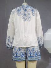 Load image into Gallery viewer, Chic Womens Long-sleeve Top &amp; Shorts Set - Stylish &amp; Comfortable Office Wear - Shop &amp; Buy
