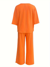 Load image into Gallery viewer, Chic Womens Solid Color Pant Set - Flattering V-Neck Top &amp; Wide Leg Pants Outfit - Shop &amp; Buy
